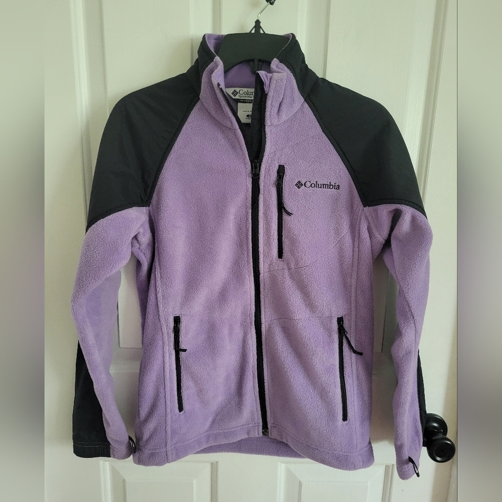 Columbia Women’s Purple Fleece Jacket Black Nylon Trim Size Small